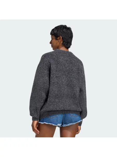 Bluza z okrągłym dekoltem z dzianiny boucle ESSENTIALS czarna