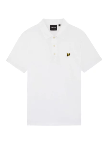 Tricou polo Lyle & Scott din jerseu alb