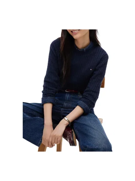 Tommy Hilfiger Sveter Fine Tmavomodrá modrá