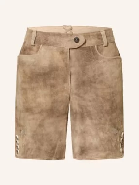 Spieth & Wensky Skórzane Spodnie W Stylu Ludowym Harmony beige beżowe