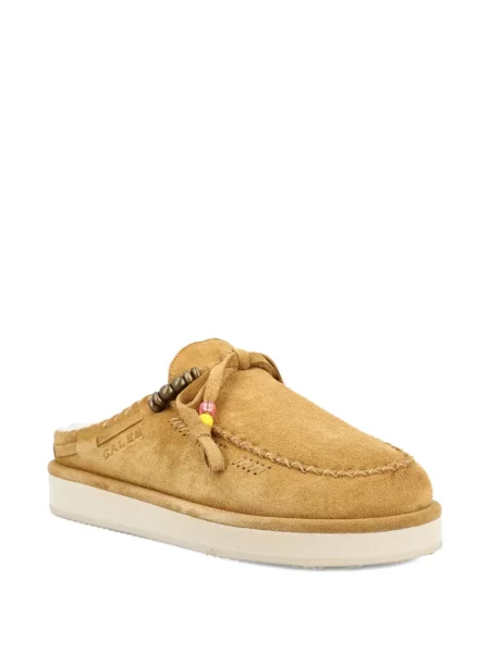 Papuci tip mules Caleb Paris cu broderie maro
