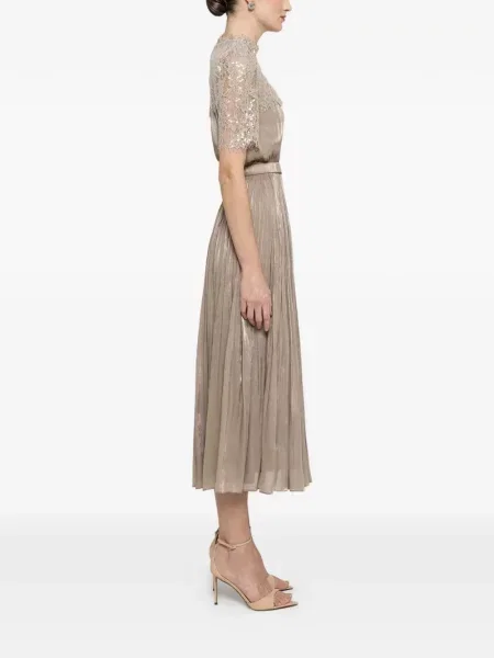 Rochie midi Nissa plisată din dantelă de costum