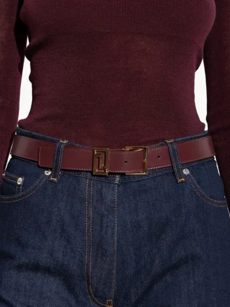 Curea Versace din piele roșu