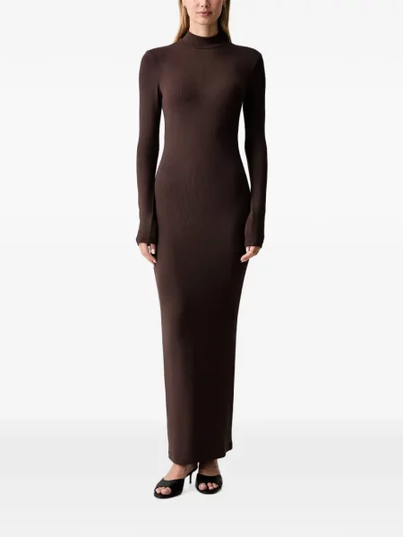 Rochie maxi La Mania tricotate maro