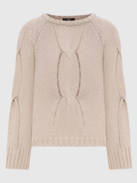 Светр з кашеміру з фактурним візерунком Enrico Mandelli бежевий