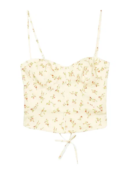 Bershka Top / temno zelena / krvavo rdeča bež