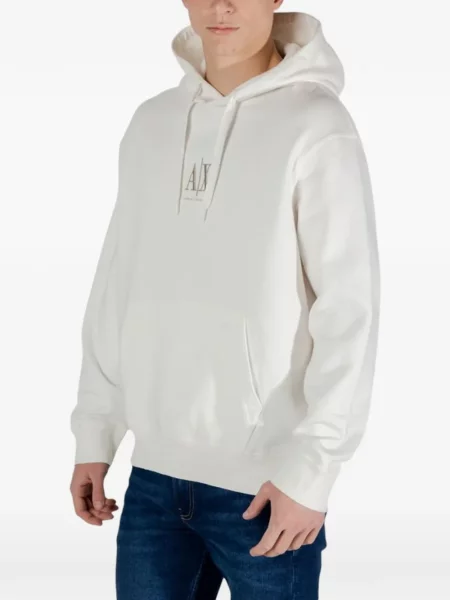 Hanorac cu glugă Armani Exchange cu imagine alb