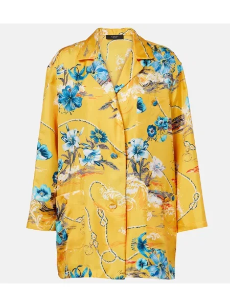 Cămașă Gucci de mătase cu model floral portocaliu