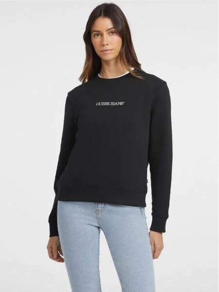 Класически суитчър Guess Jeans с апликация черно