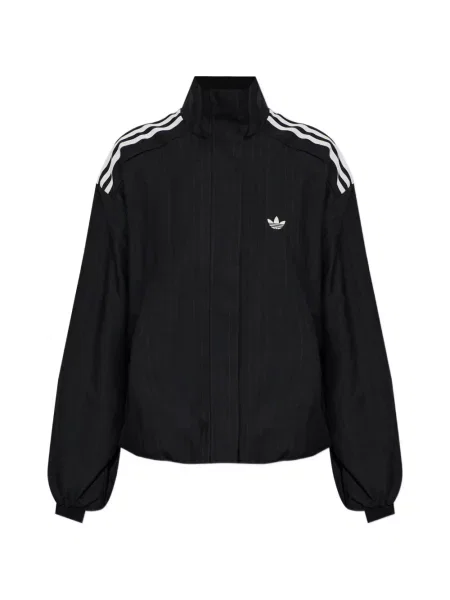 Tricou Adidas cu dungi cu volane din velur negru