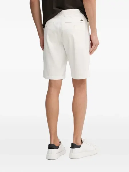 Pantaloni chino Lacoste cu autograf alb