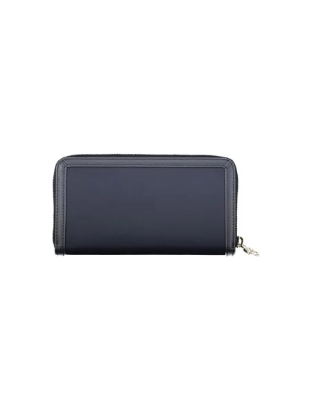 Duży lniany portfel Tommy Hilfiger elegancki niebieski