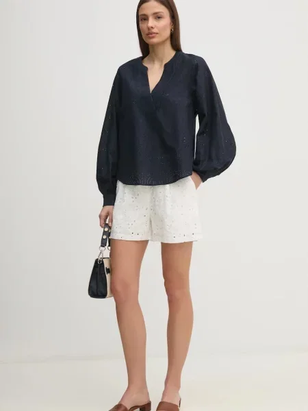 Блузка Mos Mosh однотонна синій