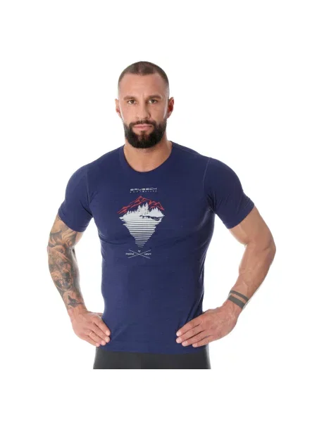 Koszulka turystyczna OUTDOOR WOOL PRO z wełną merino niebieska