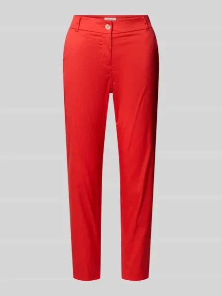 Spodnie materiałowe o kroju slim fit w skróconym kroju Christian Berg Woman czerwone