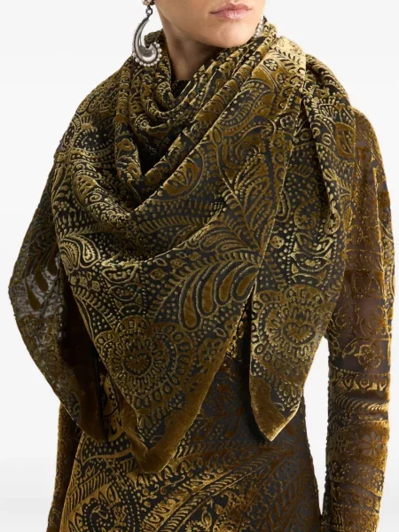 Batic Etro de catifea cu model paisley verde