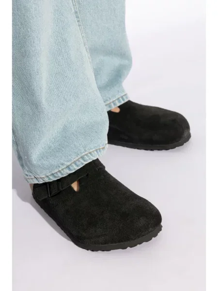 Zomšinės sandalai Birkenstock slingback juoda