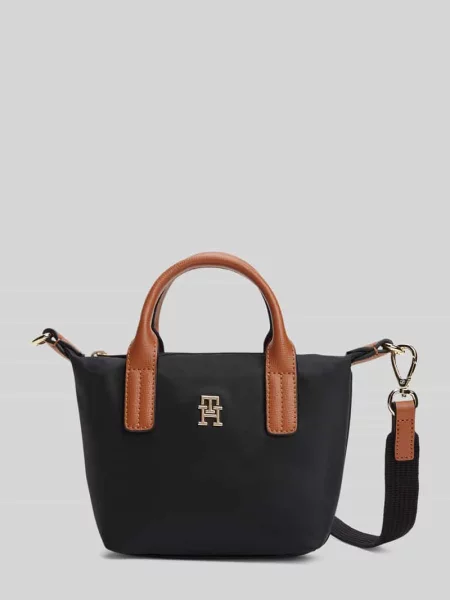 Torba z uchwytem z detal z logo Tommy Hilfiger czarna