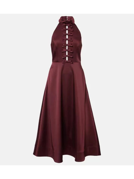 Satynowa sukienka koktajlowa Rebecca Vallance garniturowa bordowa