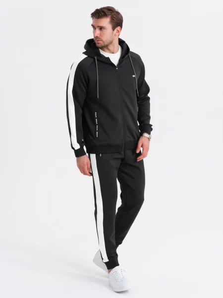 Pantaloni de jogging Ombre cu guler de stand-up negru