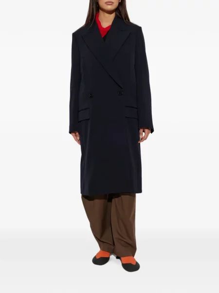 Vlněný dvouřadý kabát Loewe modrý
