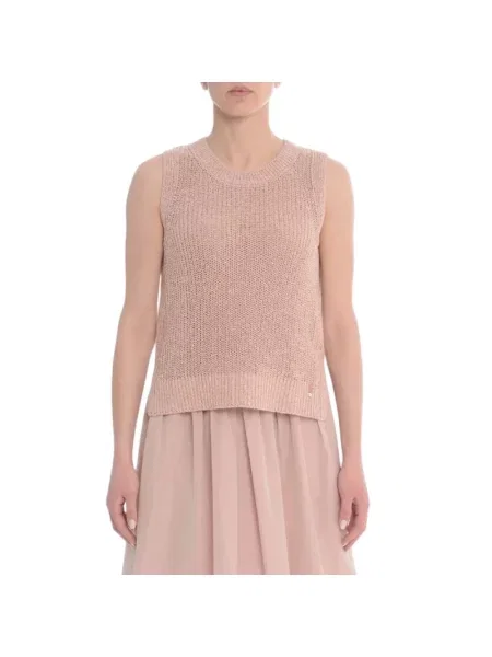 Dzianinowy sweter Herno bez rękawów różowy