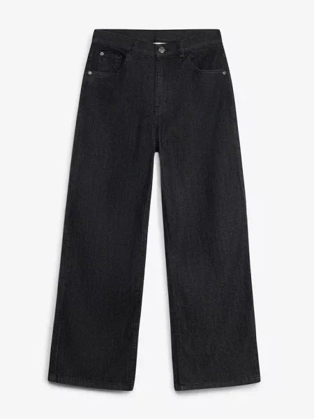 Jeansy wide leg średni stan czarne