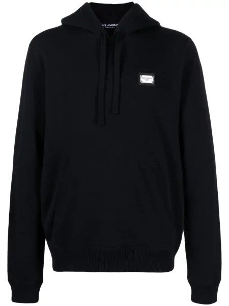 Плетен суичър с качулка Dolce & Gabbana синьо