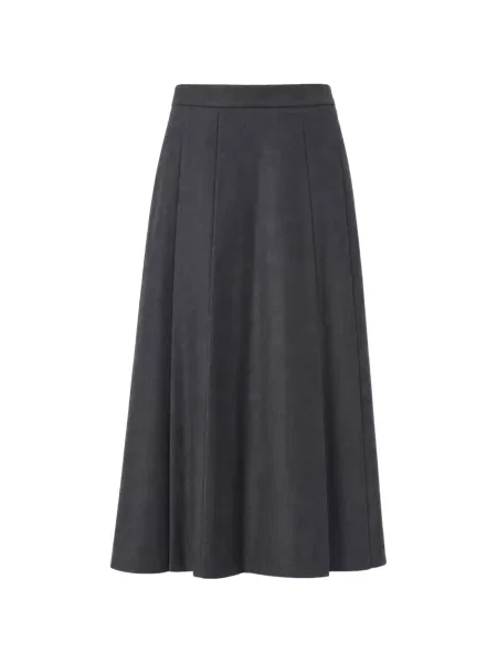 Fustă midi Slowear de lână în linie A gri
