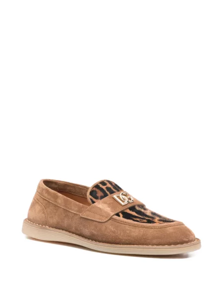 Loaferice Dolce & Gabbana s leopard uzorkom smeđa