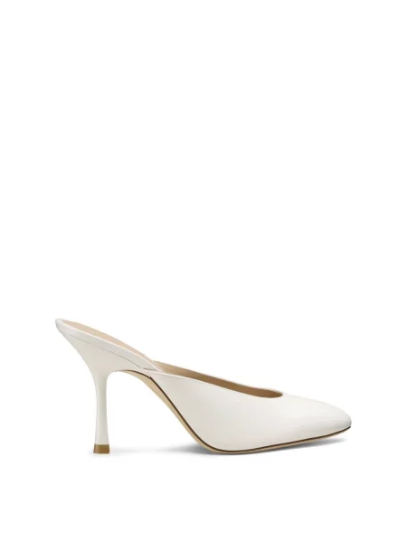 Klapki mules Stuart Weitzman skórzane białe