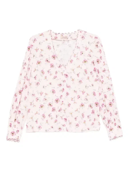 Bluză Twinset cu model floral cu decolteu în V roz