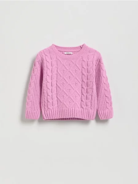 Reserved Sweter z ozdobym splotem fioletowy
