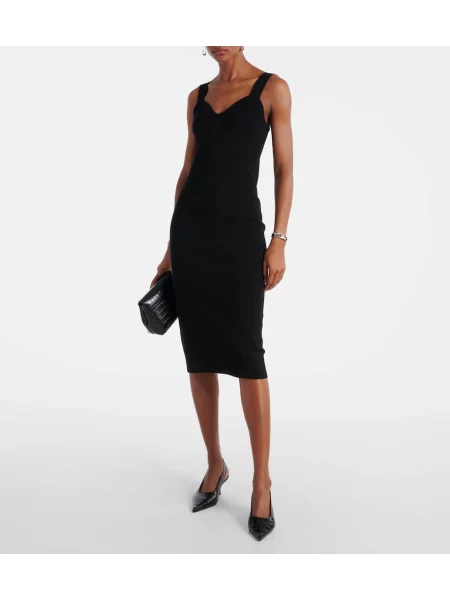 Rochie midi Max Mara tricotate până la genunchi de costum negru