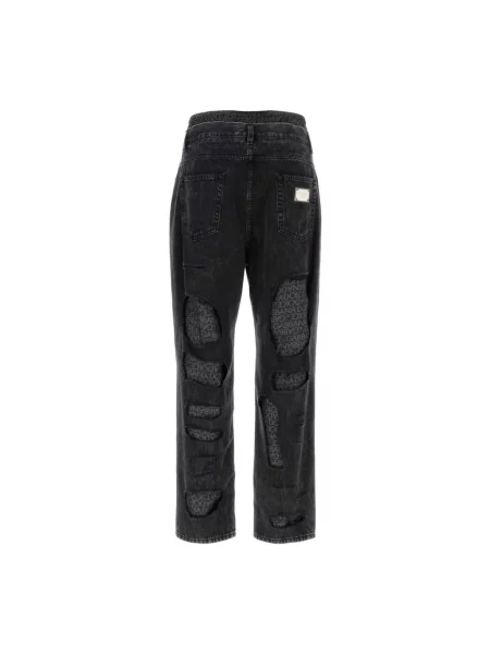 Satynowe jeansy Dolce And Gabbana asymetryczne czarne