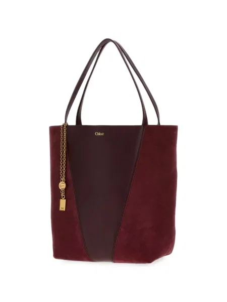 Geantă shopper Chloé din piele de căprioară roșu