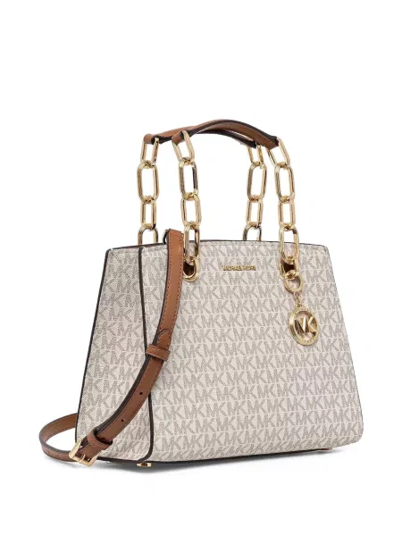 Kožené mini mini šaty Michael Michael Kors na ramínka bílé