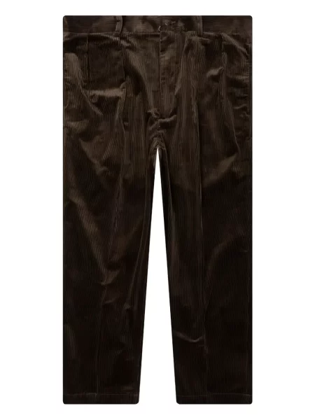 Pantaloni Wacko Maria de catifea cord plisate maro