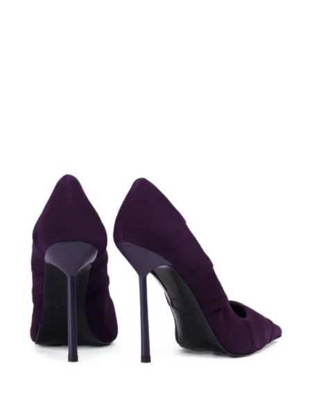 Pantofi cu toc Le Silla din piele de căprioară drapate violet