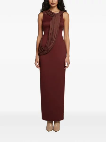 Rochie maxi Chats By C.dam drapată roșu