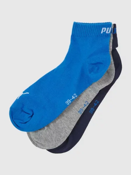 Skarpety do sneakersów z logo w zestawie 3 szt. Puma niebieskie