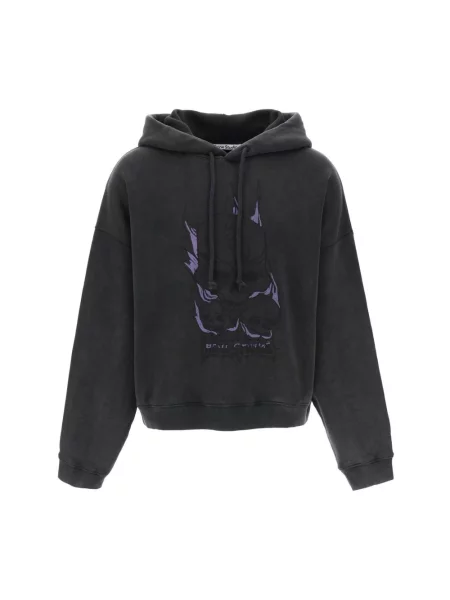 Graficzny bluza z kapturem Acne Studios z nadrukiem czarna