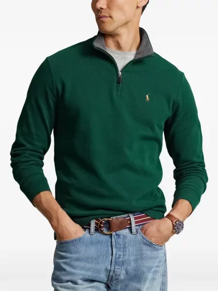 Tricou polo Polo Ralph Lauren cu glugă cu blană cu broderie roșu