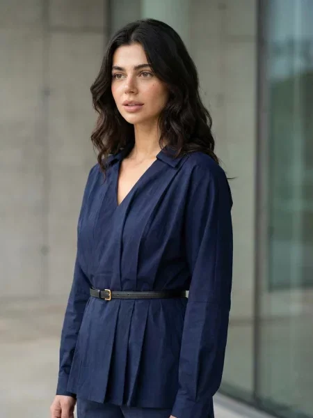 Блуза Seventeen бавовна/віскоза синій