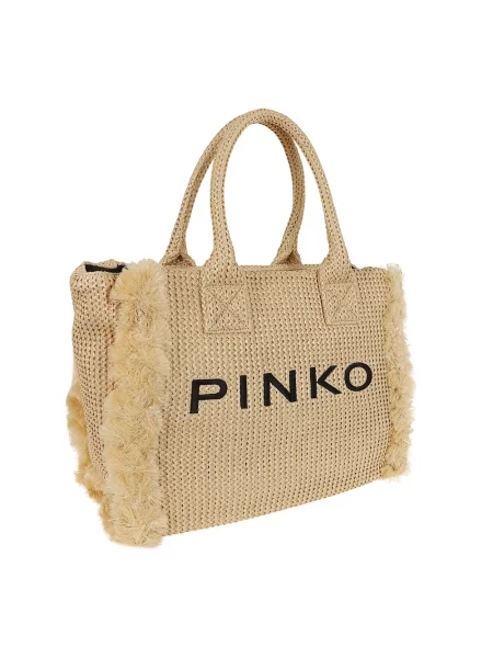Shopperka Pinko pleciona beżowa