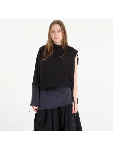 T-shirt Dip Dye Cinched Drape T-Shirt Black XS czarna