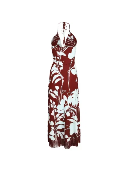 Rochie maxi Cara Cara cu model floral cu imagine maro