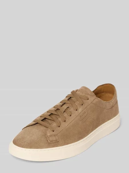 Sneakersy w niskim kroju z czystego nubuku bydlęcego Model Kieran_Tenn_wcsd' Boss beżowe