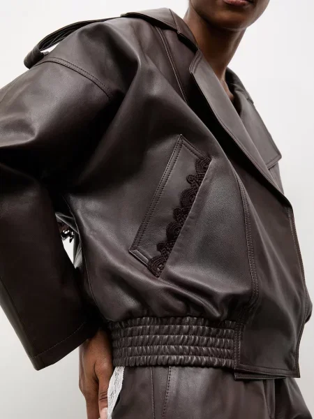 Answear.LAB jachetă pentru femei din piele LOTTIE Unscripted Collection maro