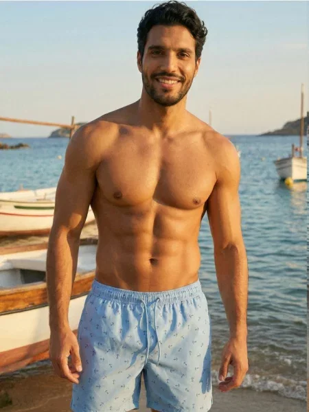 Sinsay Szorty kąpielowe ze wzorem niebieski